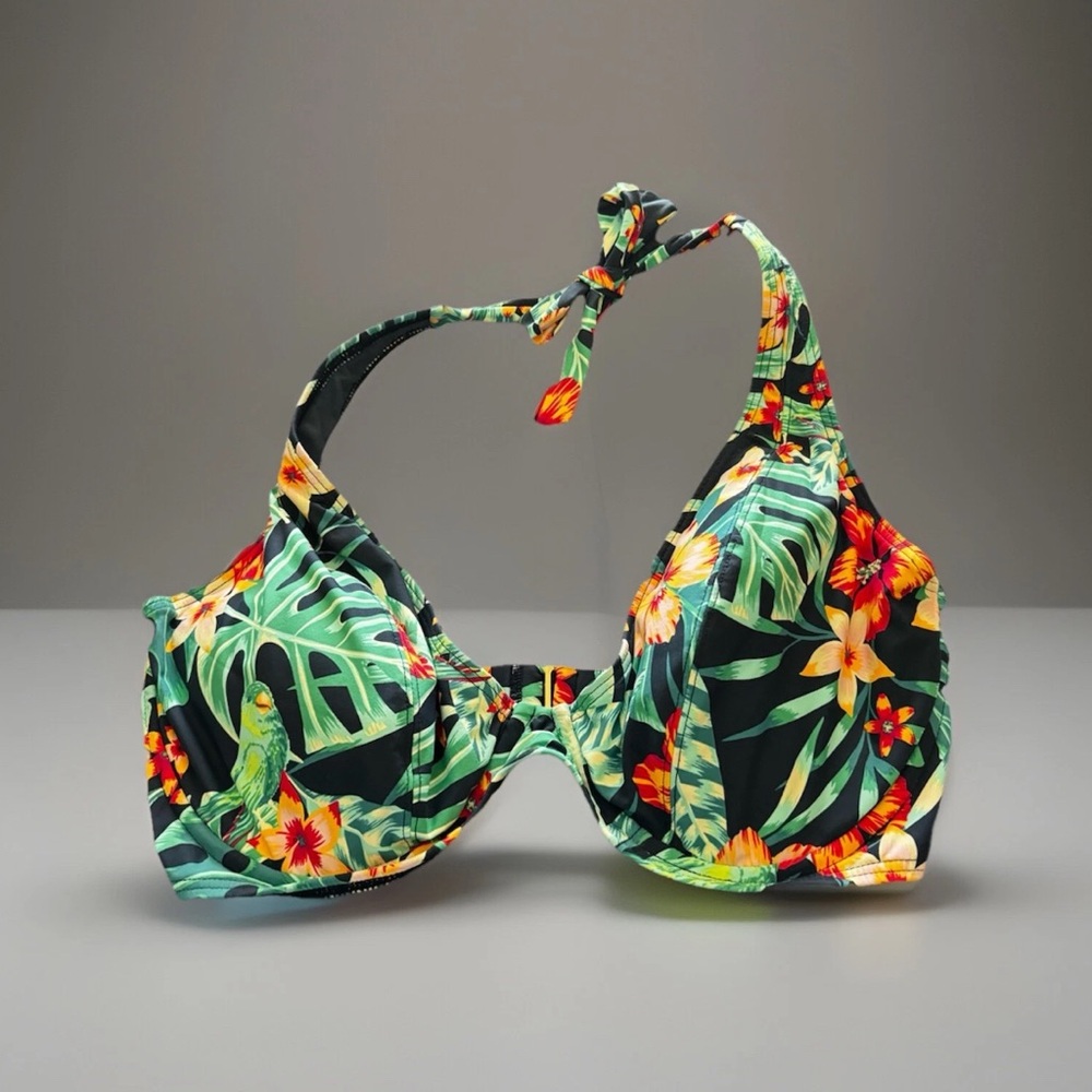 Sunsets Hibiscus Hideaway Halter Bikini Swim Top, US  40F/ 38G / 36H NWT